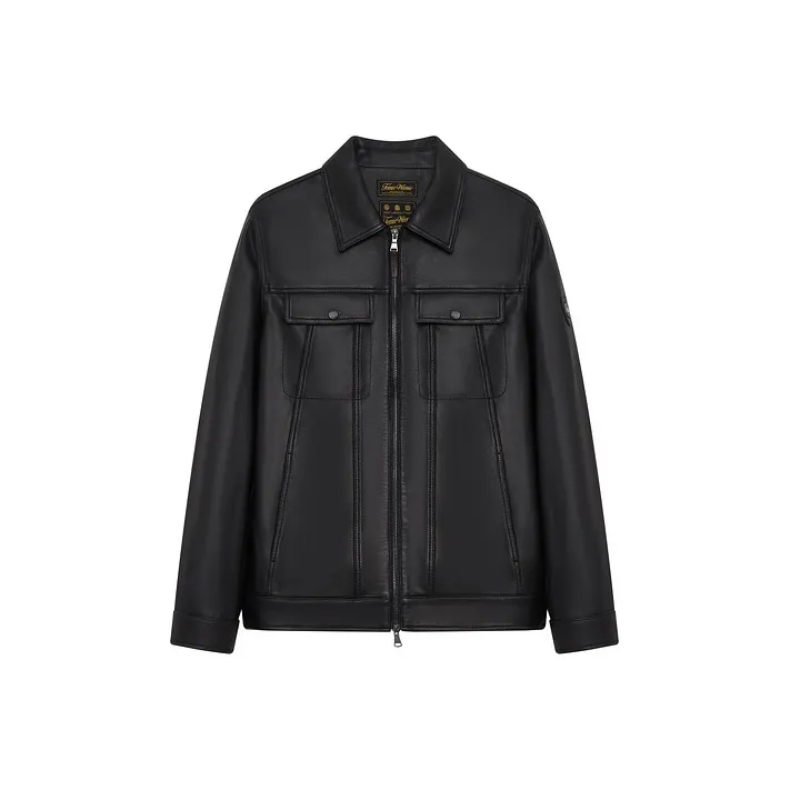 Teenie Weenie Men Leather Jacket Unisex Black-0