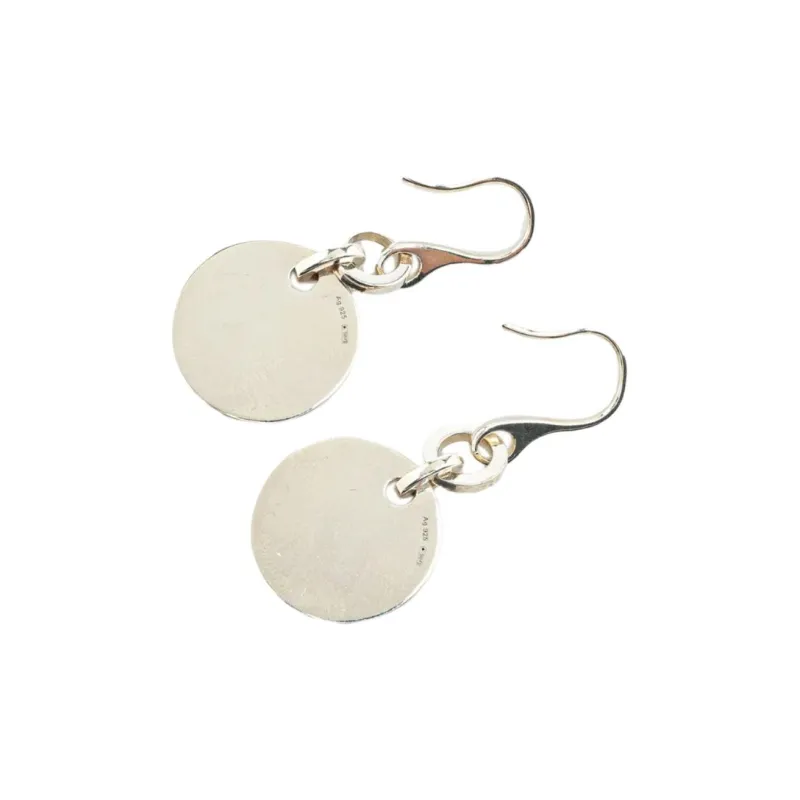 GUCCI 1990 2024 Sterling Silver Trademark Round Drop Earrings-1