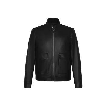 SKARO Leather Jacket Men's Blue Black