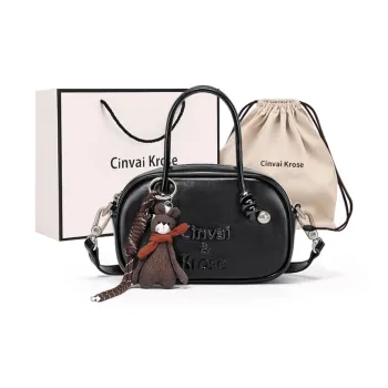 CinvaiKrose Synthetic Leather One Shoulder Handbag Small Size Women's Ecru/Black