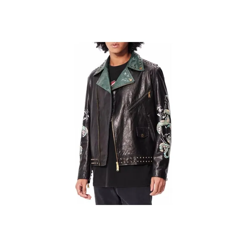 Ed Hardy FW24 Leather Jacket Men's Black-0