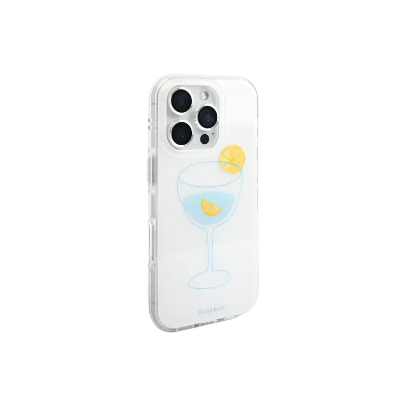 Wei Xin Acrylic Material 3D Effect Lemon Cocktail Phone Cases Compatible With IPhone 16/15 Pro Max/Apple 13/14 Pro/Max-5