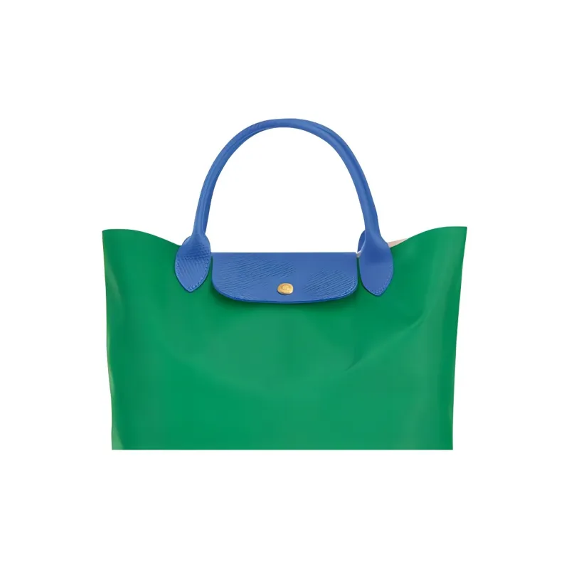 LONGCHAMP Le Pliage Re play Canvas With Leather Trim Tote Bag, Shopping Bag, Handbag Regular Women's Green & Light Pink-3
