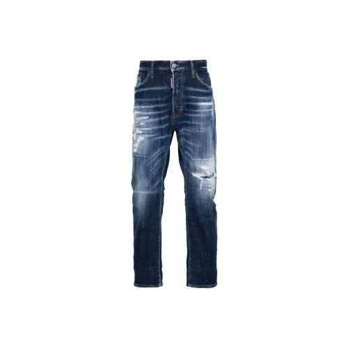 DSQUARED 2 Mid-Rise Distressed Washed-Denim Jeans