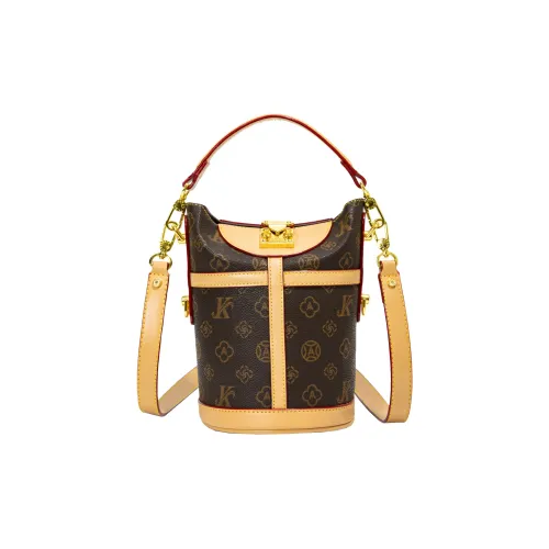 BLAKE FLEETO PU One Shoulder Crossbody Bucket Handbag Women's Gray/Brown/Apricot