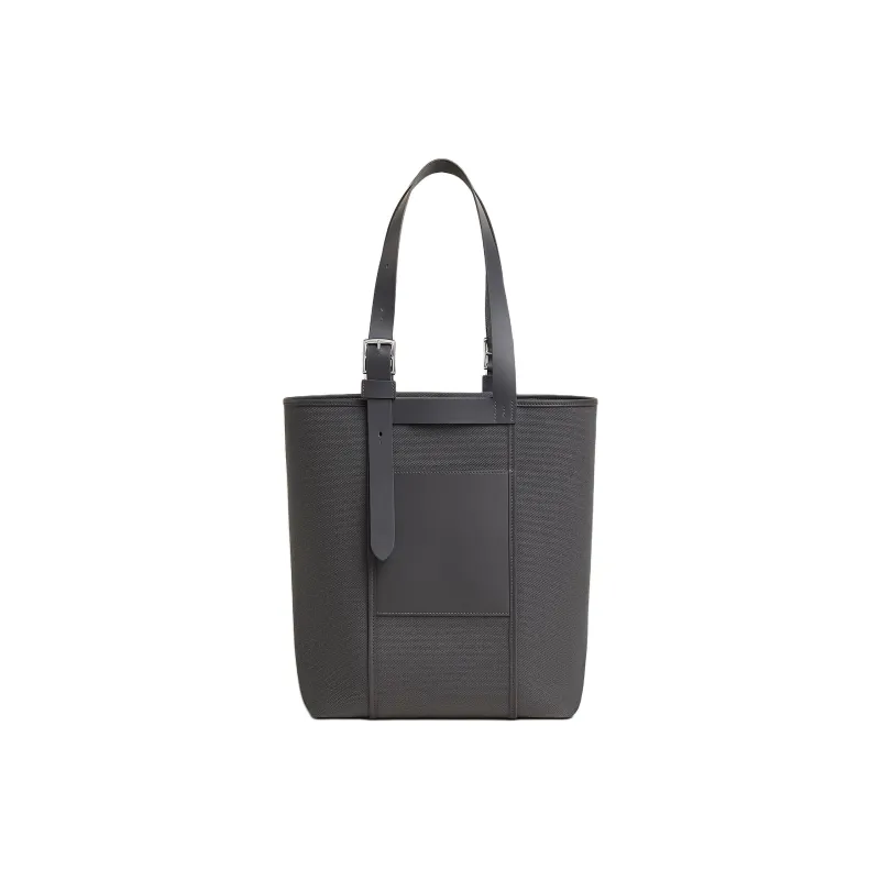 HERMES Etriviere Pocket Goeland Canvas With Hunter Leather And Swift Calfskin One Shoulder Handbag Men's Dark Gray-0