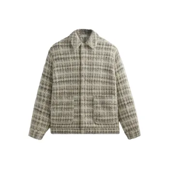 KITH Windowpane Tweed Boxy Collared Overshirt