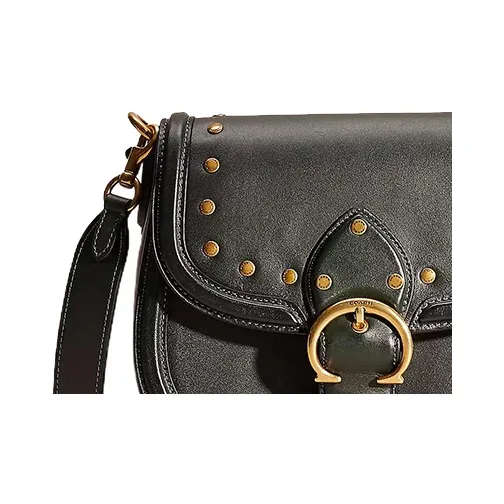 COACH Beat Glove Tanning Saddle Bag, Shoulder Bag, Crossbody Bag Medium Size Women's Brass & Amazon Green-4