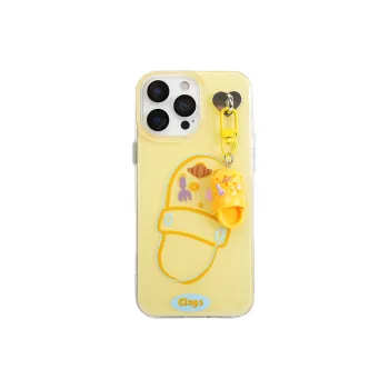Wei Xin Acrylic Material Yellow Striped Clogs Phone Cases Compatible With IPhone 16/15 Pro Max/Apple 13/14 Pro/Max