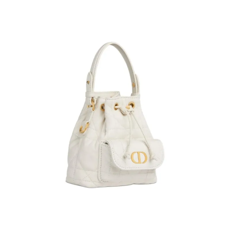 DIOR Caro Sheepskin Bucket Bag, Shoulder Bag, Crossbody Bag, Handbag Mini Women's Milk White-1