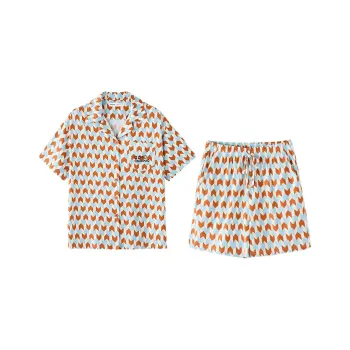 QINZUIMAO Pajama Set Women's Maple Leaf Red