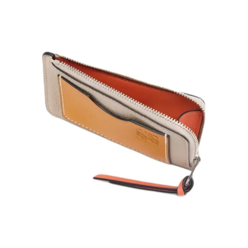 LOEWE Grain Calfskin Card Holder Women's Light Oat & Honey Brown-2