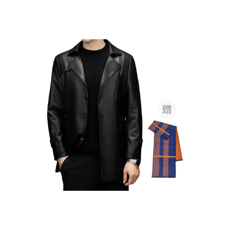 PIERRE CARDIN Leather Jacket Men's Black-0