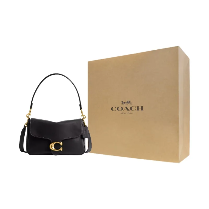 COACH Soft Tabby Leather Handbag, Shoulder Bag Medium Size Women's Black-10