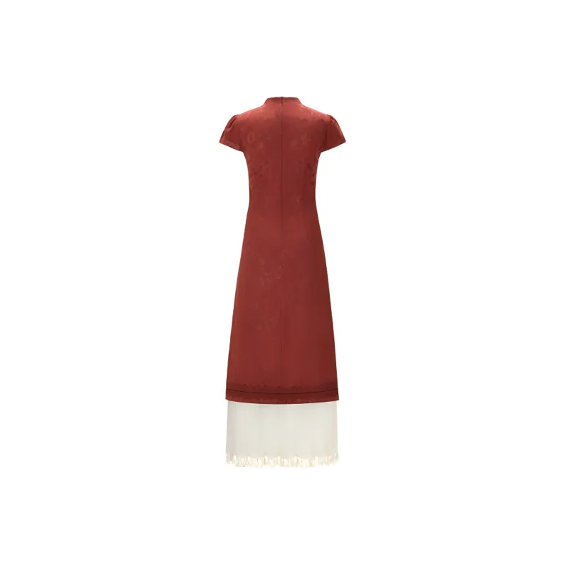SKYA Short Sleeved Dress Women's Red-1