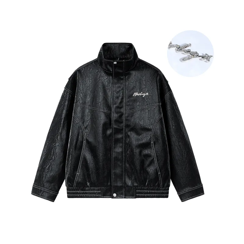 Hurley Leather Jacket Unisex Black-0