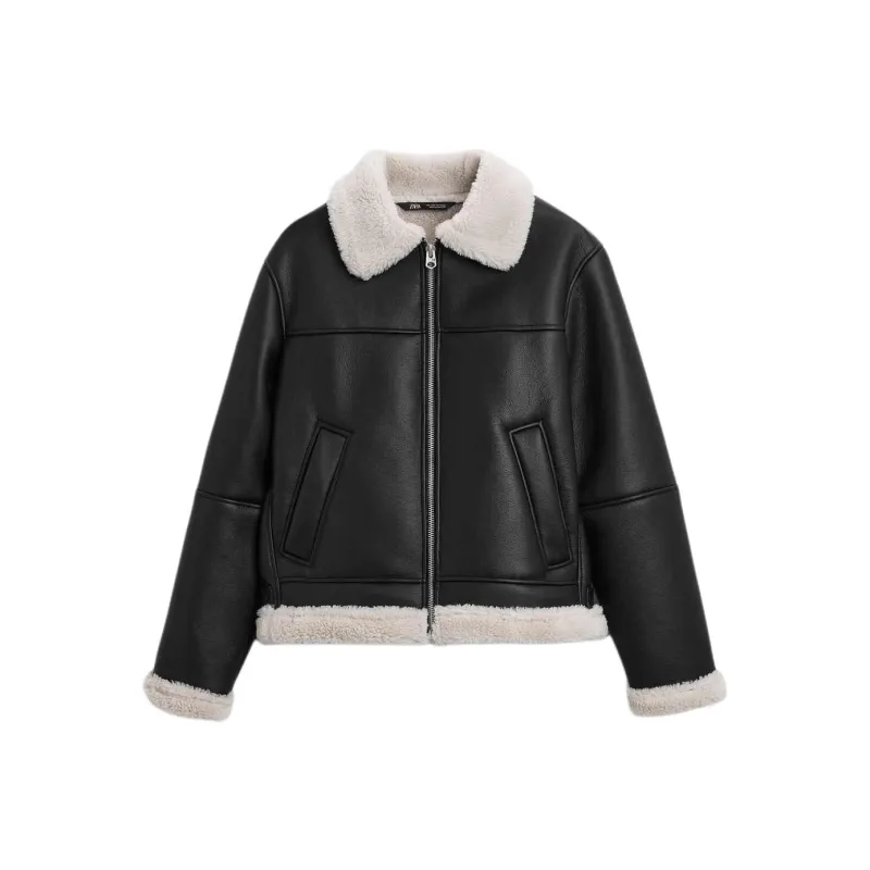 ZARA Leather Jacket Men's Black-0