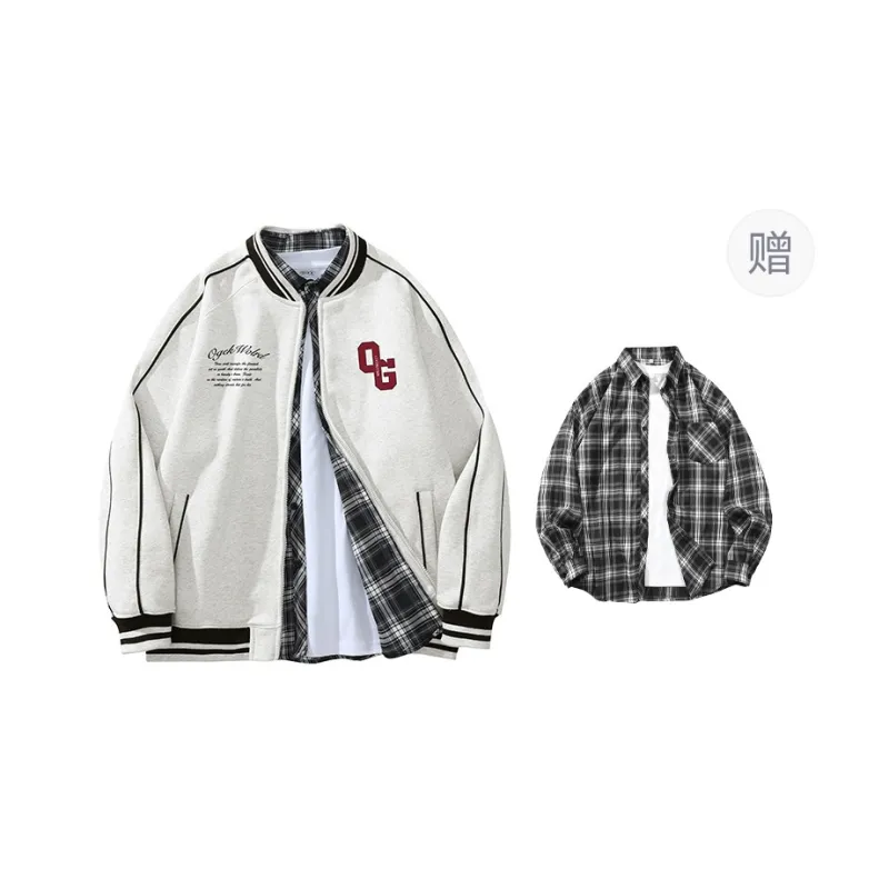 OGEK Baseball Jacket Unisex Light Heather Gray-0