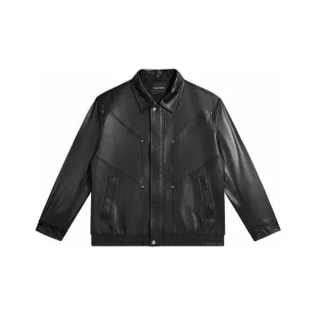 PEACEBIRD MEN Leather Jacket Men's Black