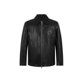 Cavalli Class Leather Jacket Men's Black