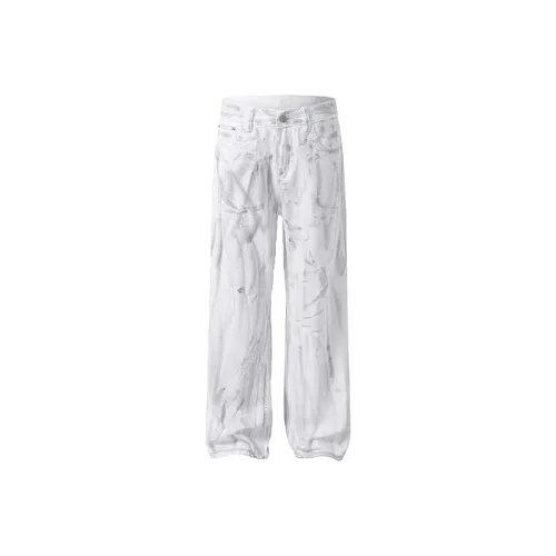Jean troué motif a fleur