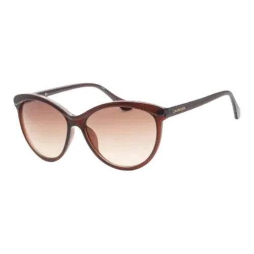 CALVIN KLEIN Plastic Irregular Shape Sunglasses Women's Brown