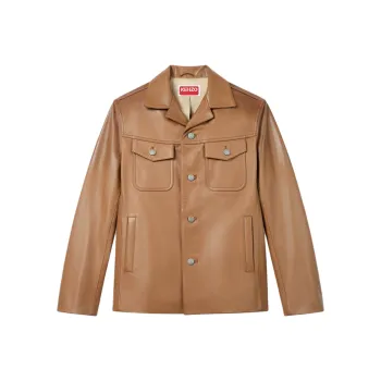 KENZO FW24 Leather Jacket Men's Light Yellow Brown