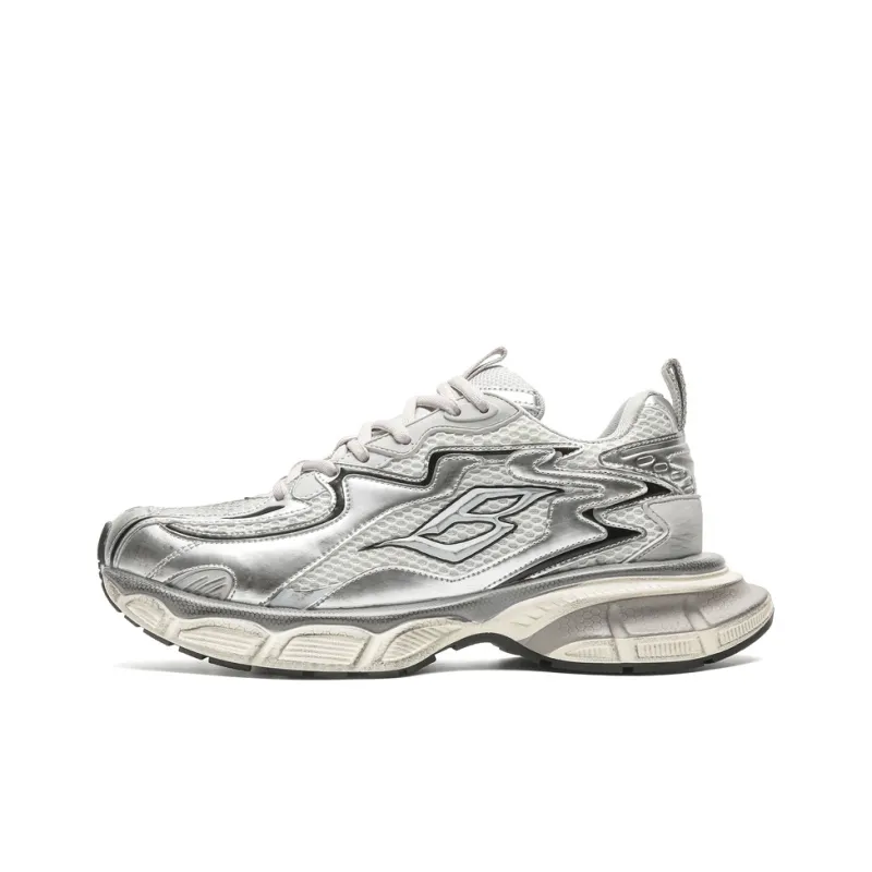 WEISHIBANGWEI Breathable Height Increase Low Top Chunky Sneakers Men's Silver-0