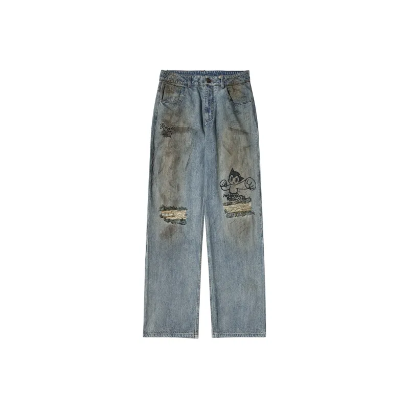 BEASTER x TIEBIATONGMU,LIANMINGKUAN BEASTER X Astro Boy Co branded Series Jeans Unisex Blue-0