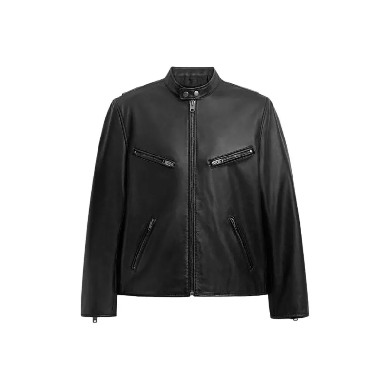 COACH FW24 Leather Jacket Men's Black-0