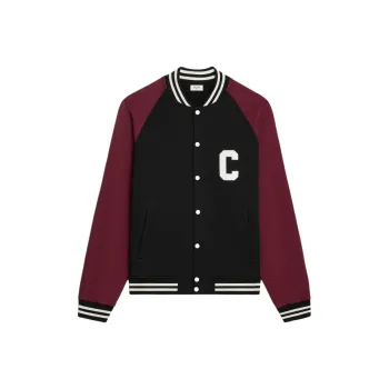 CELINE FW24 Baseball Jacket Men's Black & Grape Red