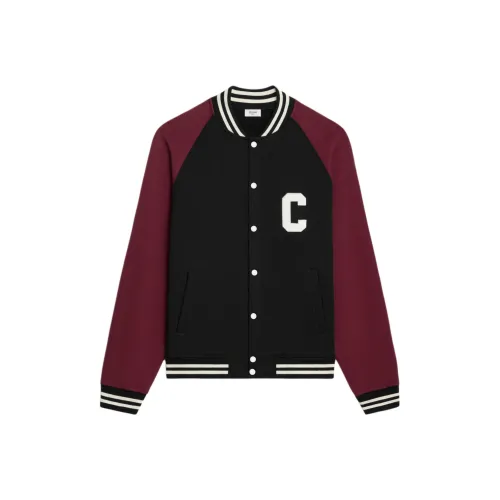 CELINE FW24 Baseball Jacket Men's Black & Grape Red