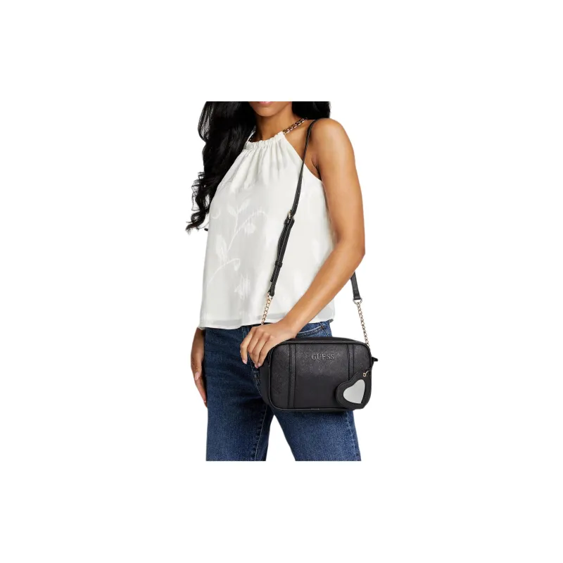 GUESS Faux Leather Camera Bag, Shoulder Bag Regular Women's Black-3