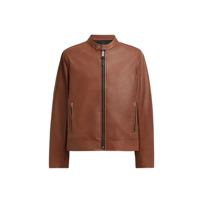 COACH RACER SS24 Leather Jacket Men's Rusty Brown-0