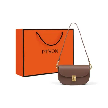 PT'SON Cow Leather Small Square Bag, Crossbody Bag, Shoulder Bag Regular Women's Khaki/Coffee/Milk White
