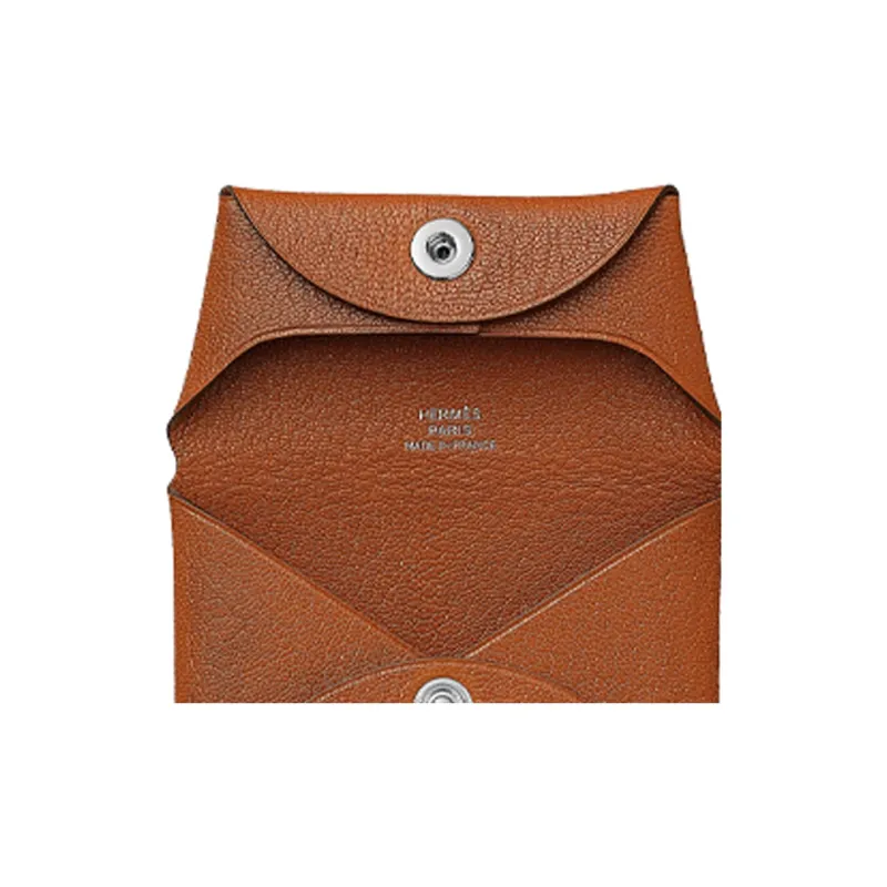 HERMES Bastia Epsom Calfskin Wallet Women's Gingerbread-3