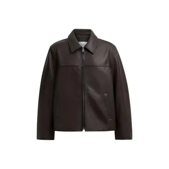 COACH SS24 Leather Jacket Men's Red Coffee