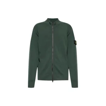 STONE ISLAND Logo Patch Zip Up Cardigan