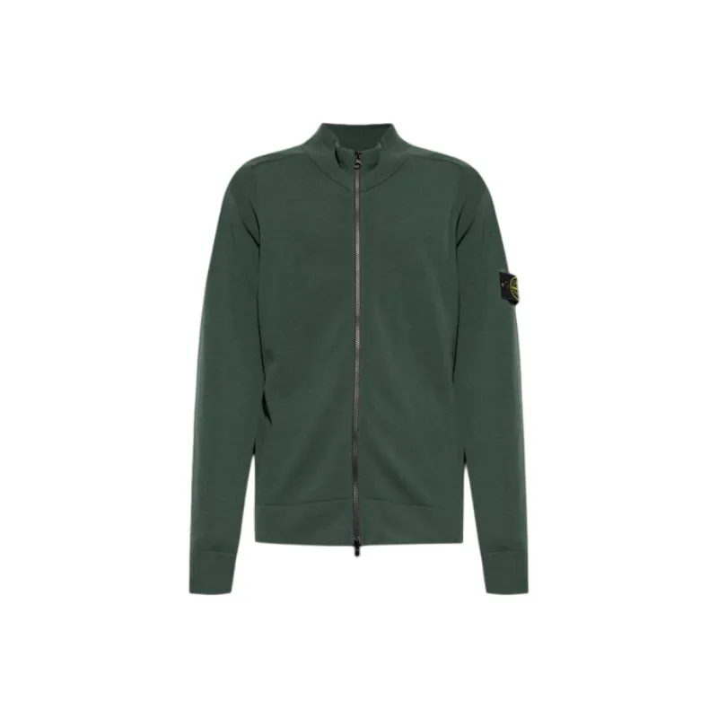 STONE ISLAND Logo Patch Zip Up Cardigan-0
