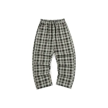 GENANX Casual Pants Unisex Khaki Plaid