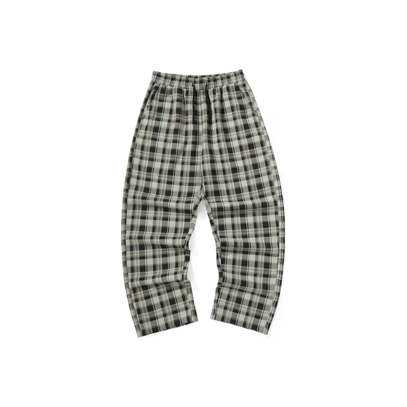 GENANX Casual Pants Unisex Khaki Plaid-0