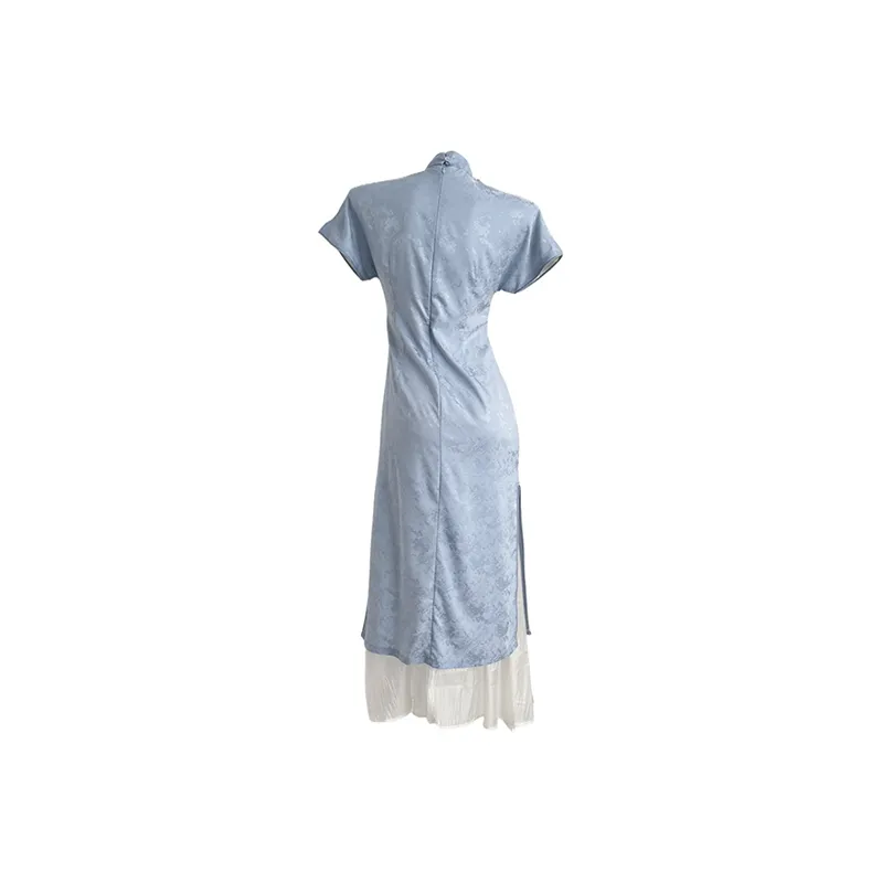Manekniv Short Sleeved Dress Women's Blue-1