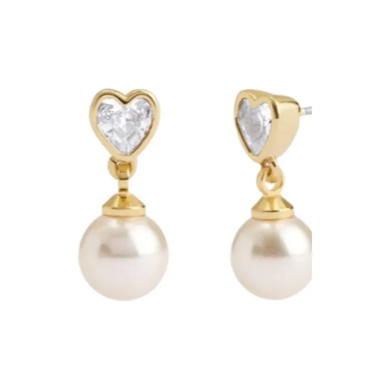 COACH Artificial Pearl Earrings Women's White-1