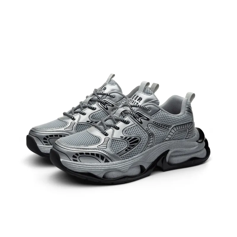 JEEP SPIRIT Height Increasing Abrasion Resistant Slip Resistant Low Top Chunky Sneakers Men's Bright Sand Silver-2