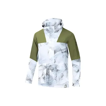 Anta Outdoor Collection Trench Coat Men's Papyrus White/Full Coverage Print/Spiral Turquoise