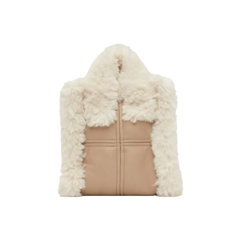 STAND STUDIO Artificial Leather With Artificial Wool One Shoulder Handbag Kids' Beige-0
