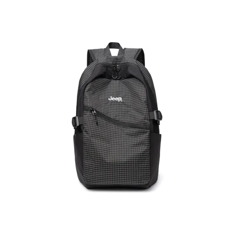 Jeep Nylon Laptop Backpack Regular Unisex Plaid Black-0