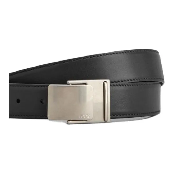 TOD'S Cow Leather Belts Men's Black Width 3CM-1