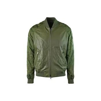 EMPORIO ARMANI Leather Jacket Men's Green