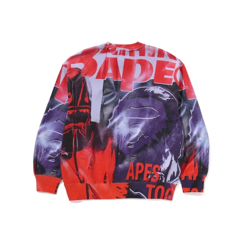 A BATHING APE Overprint Relax Fit Crewneck Sweatshirt-4